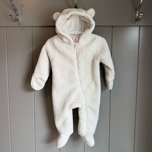 Lullaby Infant Baby Ivory Cream Bear Sherpa Bunting Snowsuit 3-6 Months